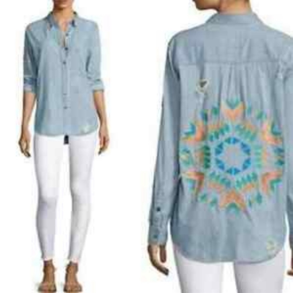 Rails Chambray Jean Shirt Shacket Size Small - image 2